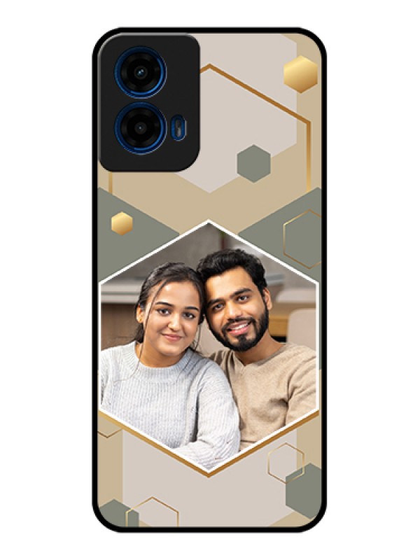Custom Moto G45 5G Custom Glass Phone Case - Stylish Hexagon Pattern Design