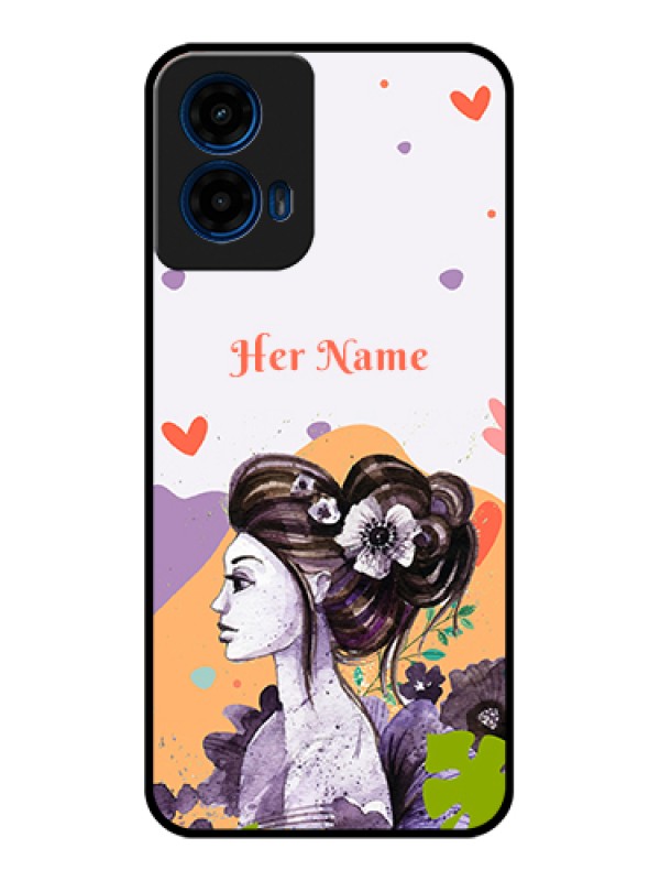 Custom Moto G45 5G Custom Glass Phone Case - Woman And Nature Design