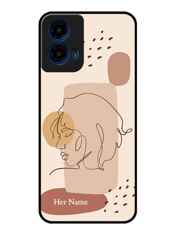 Custom Moto G45 5G Custom Glass Phone Case - Calm Woman Line Art Design