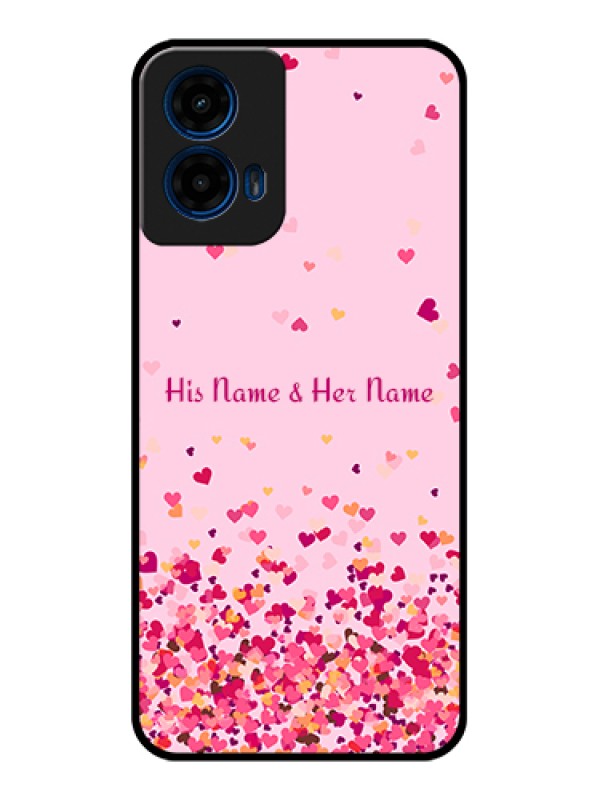Custom Moto G45 5G Custom Glass Phone Case - Floating Hearts Design