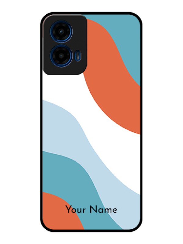 Custom Moto G45 5G Custom Glass Phone Case - Coloured Waves Design