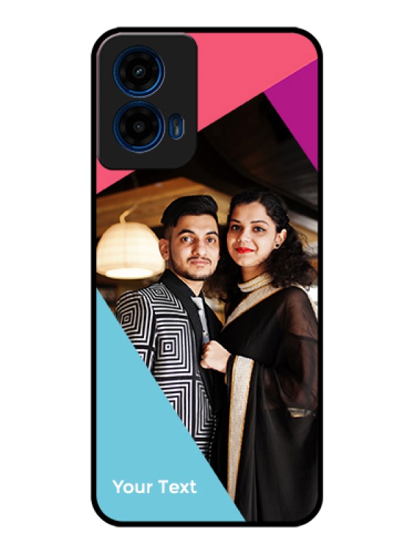 Custom Moto G45 5G Custom Glass Phone Case - Stacked Triple Colour Design