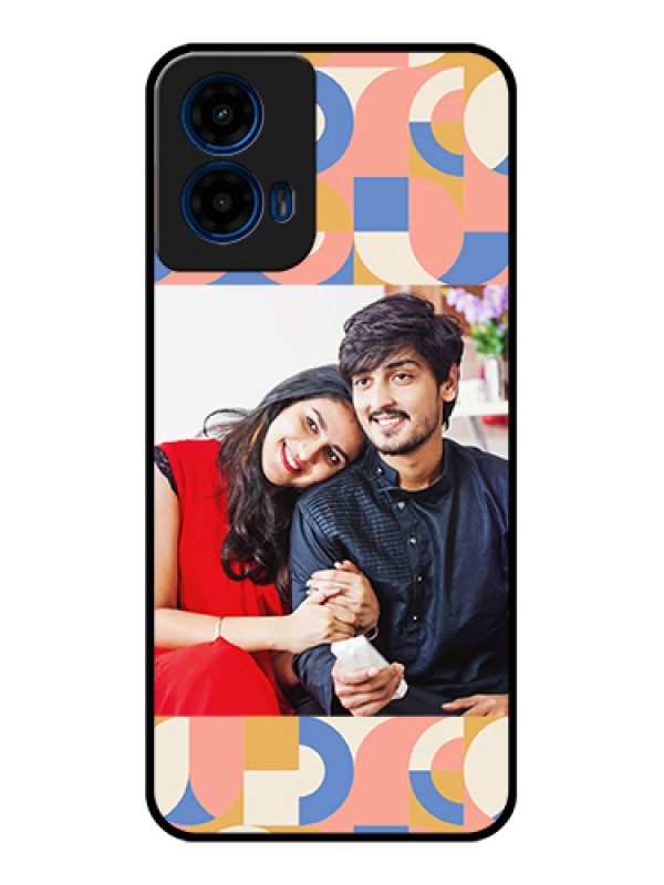 Custom Moto G45 5G Custom Glass Phone Case - Semi - Circle Maze Pattern Design