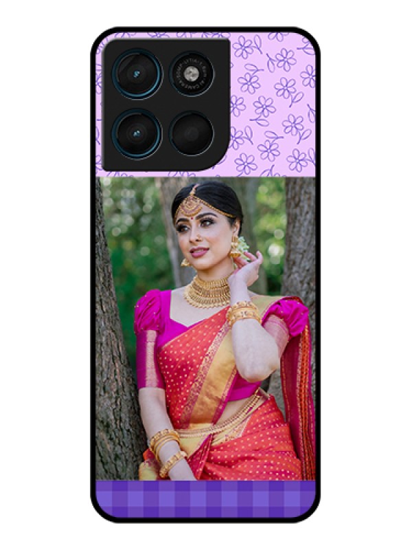 Custom Motorola Moto G57 Power Custom Glass Phone Case - Purple Floral Design