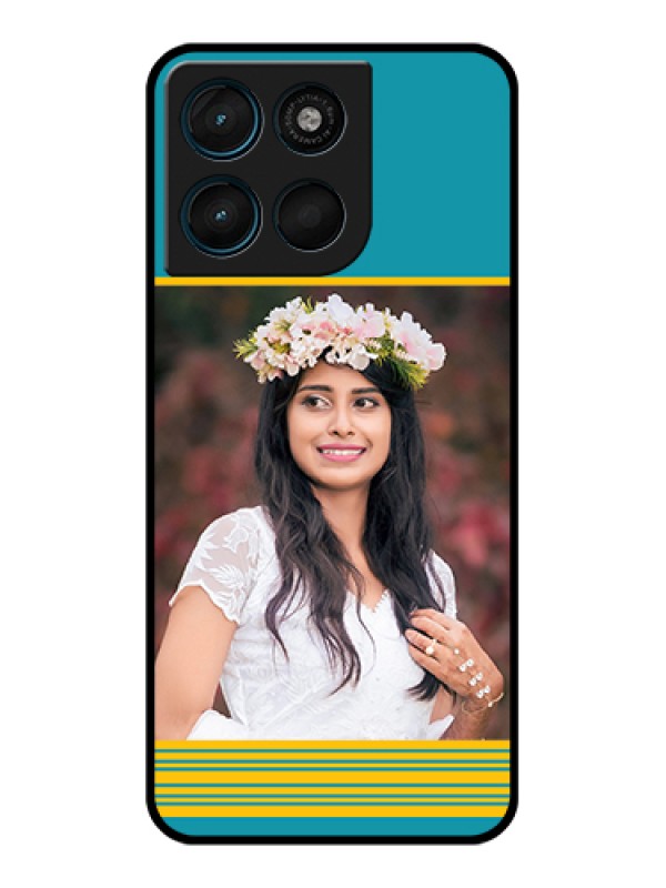 Custom Motorola Moto G57 Power Custom Glass Phone Case - Yellow & Blue Design