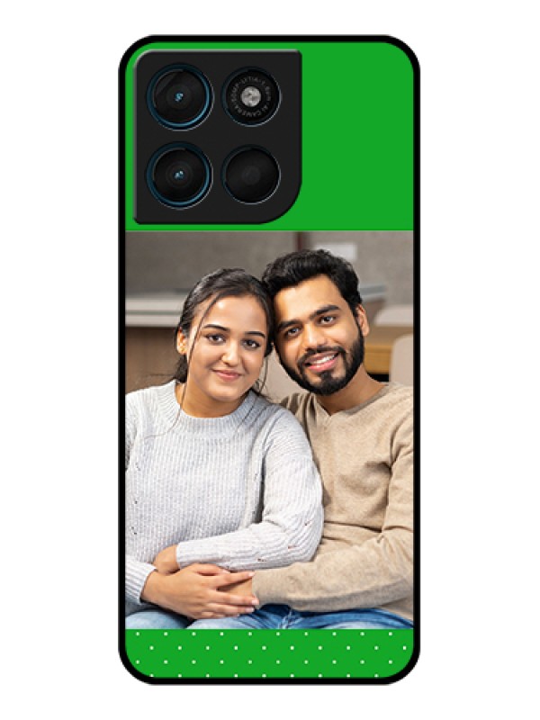 Custom Motorola Moto G57 Power Custom Glass Phone Case - Green Pattern Design