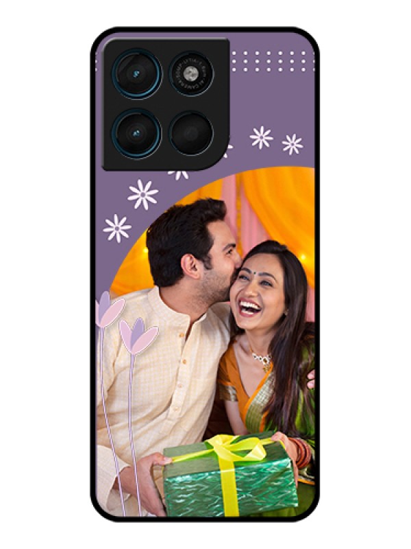Custom Motorola Moto G57 Power Custom Glass Phone Case - Lavender Flowers Design