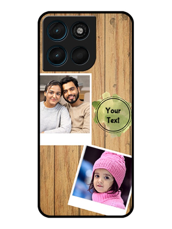 Custom Motorola Moto G57 Power Custom Glass Phone Case - Wooden Texture Design