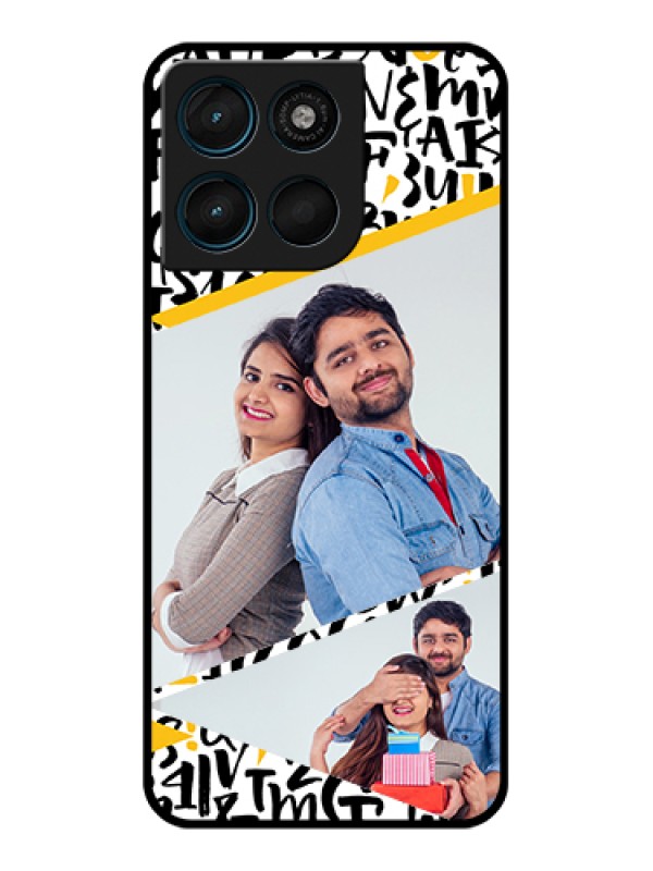 Custom Motorola Moto G57 Power Custom Glass Phone Case - Letters Pattern Design