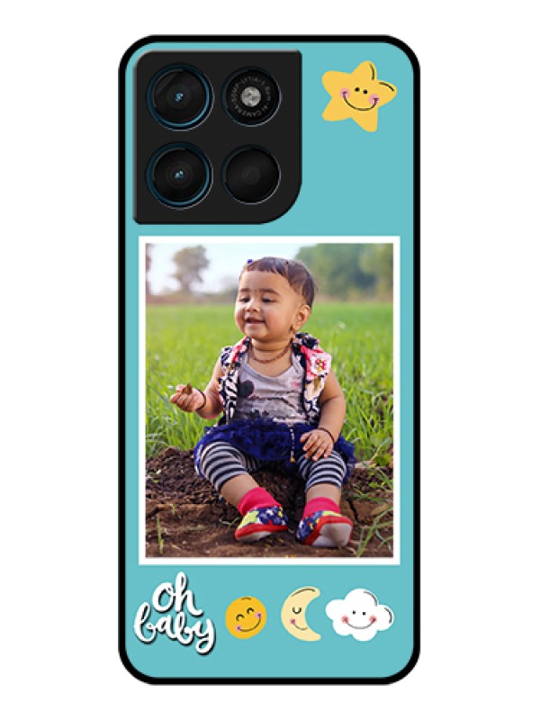 Custom Motorola Moto G57 Power Custom Glass Phone Case - Smiley Kids Stars Design