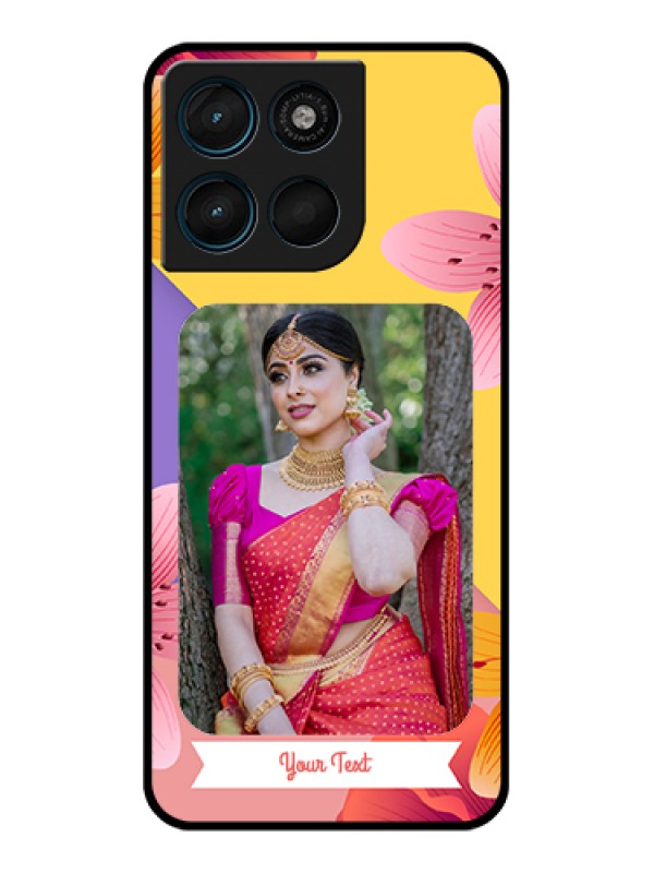 Custom Motorola Moto G57 Power Custom Glass Phone Case - 3 Image With Vintage Floral Design