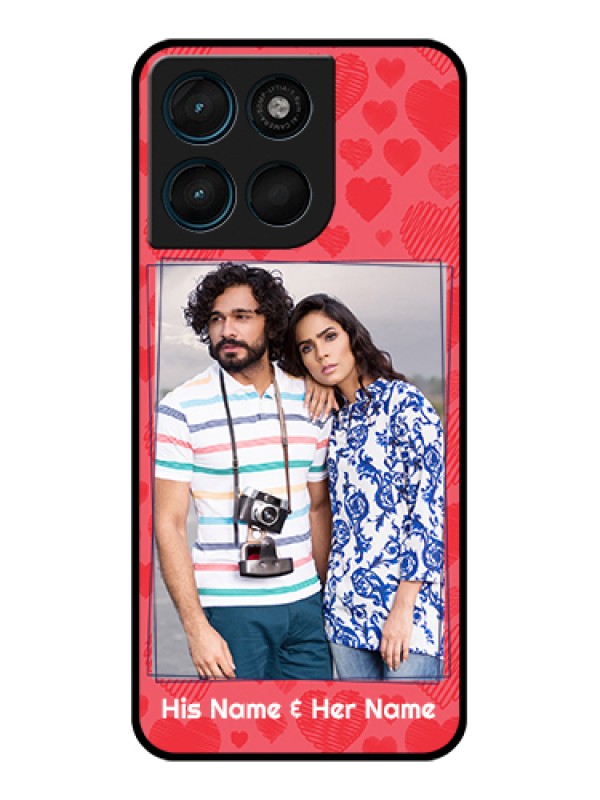 Custom Motorola Moto G57 Power Custom Glass Phone Case - With Red Heart Symbols Design