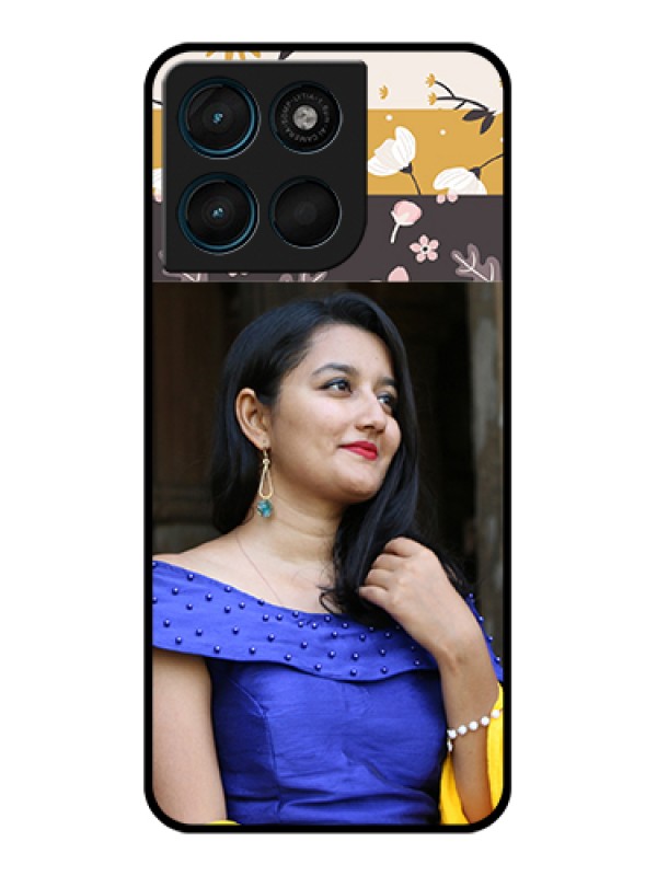 Custom Motorola Moto G57 Power Custom Glass Phone Case - Stylish Floral Design