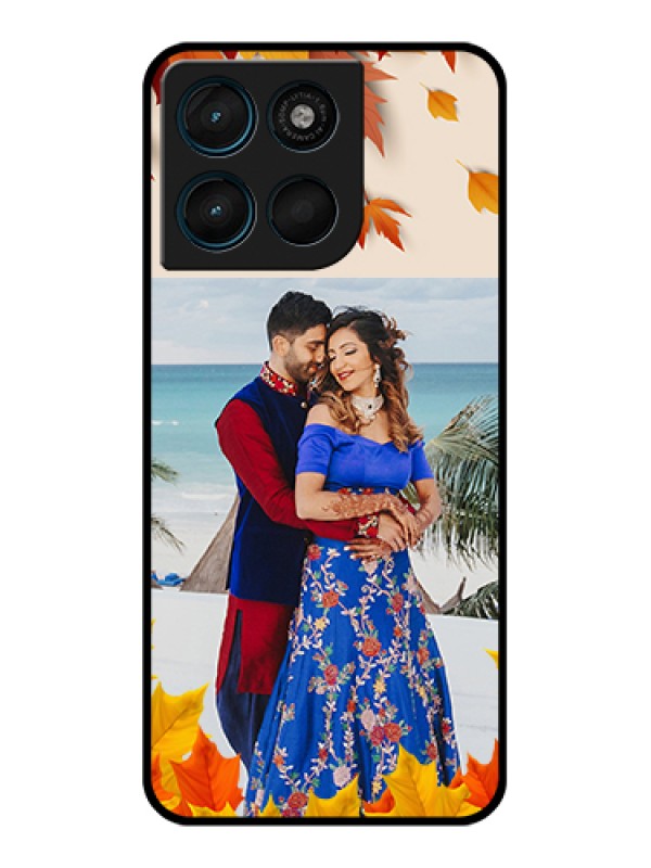Custom Motorola Moto G57 Power Custom Glass Phone Case - Autumn Maple Leaves Design