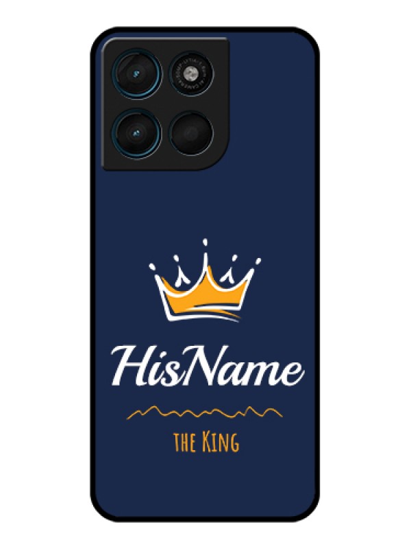 Custom Motorola Moto G57 Power Custom Glass Phone Case - King With Name Design