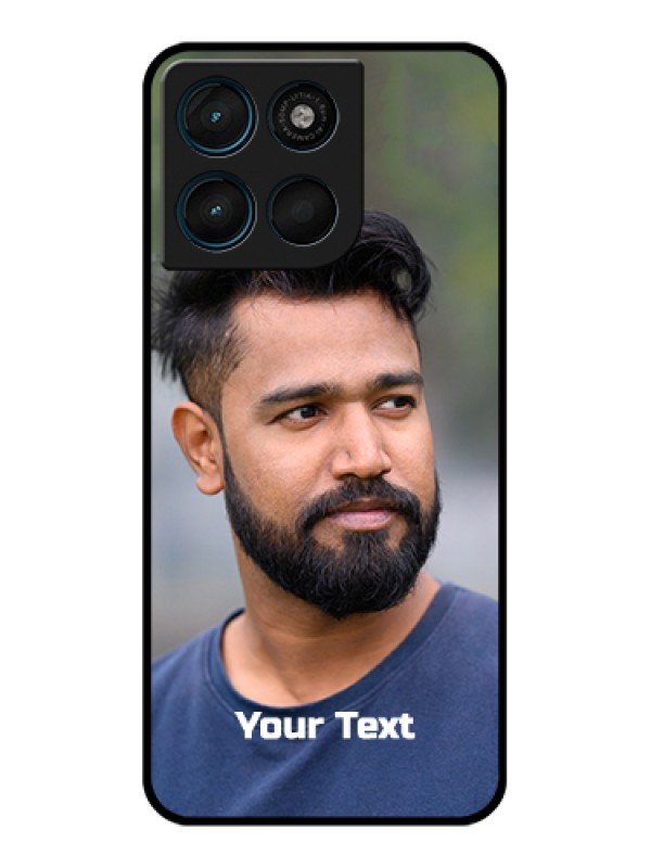 Custom Motorola Moto G57 Power Custom Glass Phone Case - Photo With Text Design