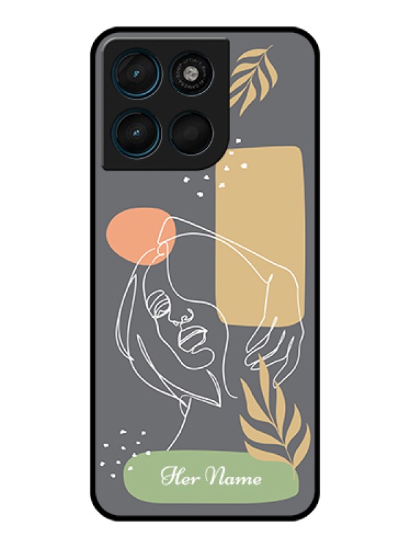 Custom Motorola Moto G57 Power Custom Glass Phone Case - Gazing Woman Line Art Design
