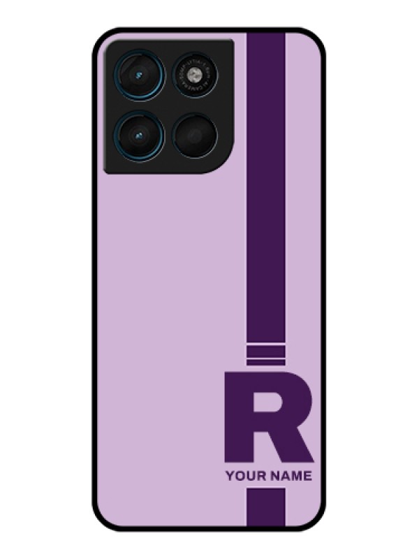 Custom Motorola Moto G57 Power Custom Glass Phone Case - Simple Dual Tone Stripe With Name Design