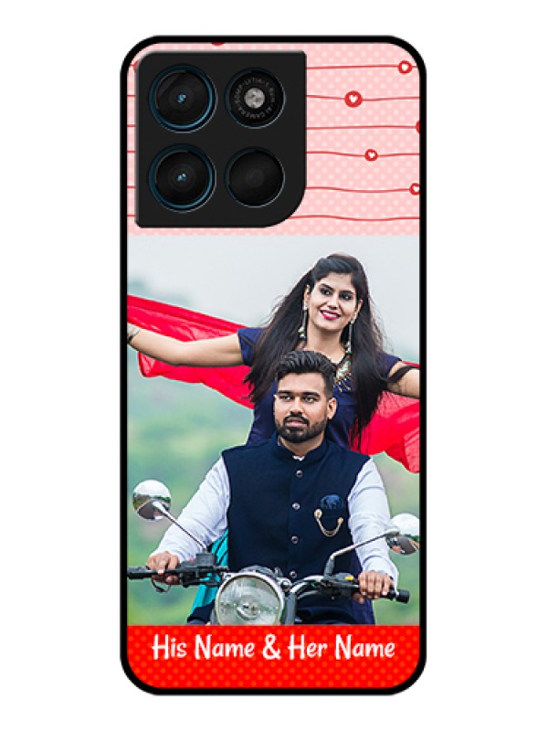 Custom Motorola Moto G67 Power Custom Glass Phone Case - Red Pattern Case Design