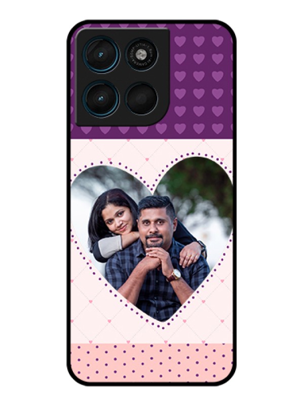 Custom Motorola Moto G67 Power Custom Glass Phone Case - Violet Love Dots Design