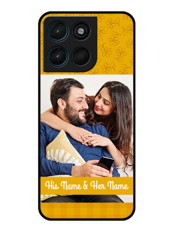 Custom Motorola Moto G67 Power Custom Glass Phone Case - Yellow Floral Design