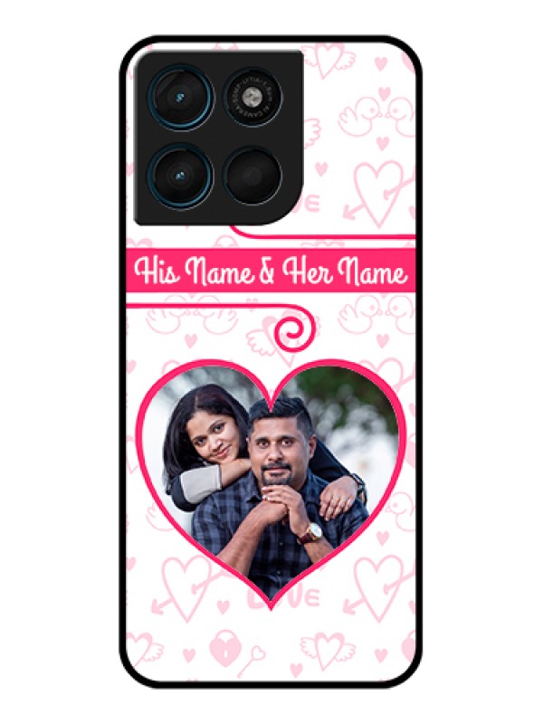 Custom Motorola Moto G67 Power Custom Glass Phone Case - Heart Shape Love Design