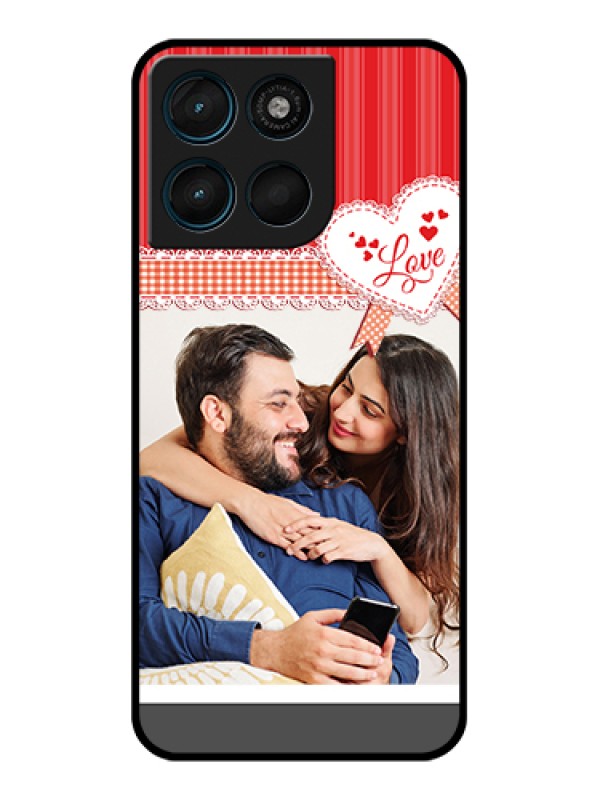 Custom Motorola Moto G67 Power Custom Glass Phone Case - Red Love Pattern Design