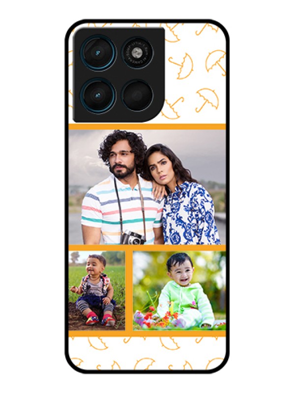 Custom Motorola Moto G67 Power Custom Glass Phone Case - Yellow Pattern Design