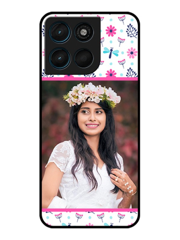 Custom Motorola Moto G67 Power Custom Glass Phone Case - Colorful Flower Design