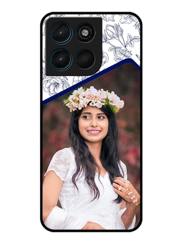 Custom Motorola Moto G67 Power Custom Glass Phone Case - Classy Floral Design