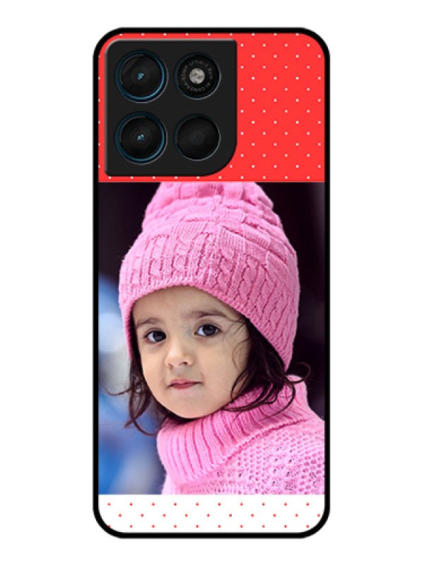 Custom Motorola Moto G67 Power Custom Glass Phone Case - Red Pattern Design