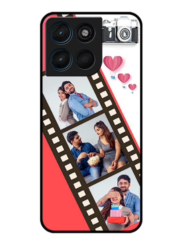 Custom Motorola Moto G67 Power Custom Glass Phone Case - 3 Image Holder With Film Reel
