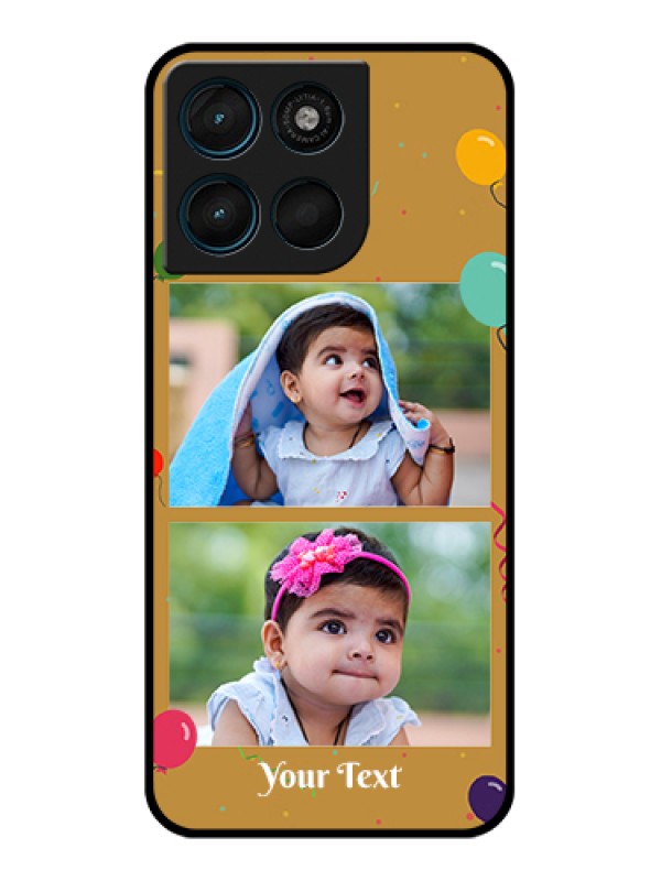 Custom Motorola Moto G67 Power Custom Glass Phone Case - Image Holder With Birthday Celebrations Design