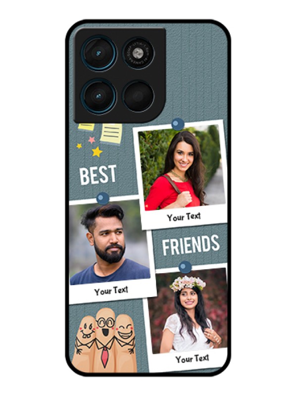 Custom Motorola Moto G67 Power Custom Glass Phone Case - Sticky Frames And Friendship Design