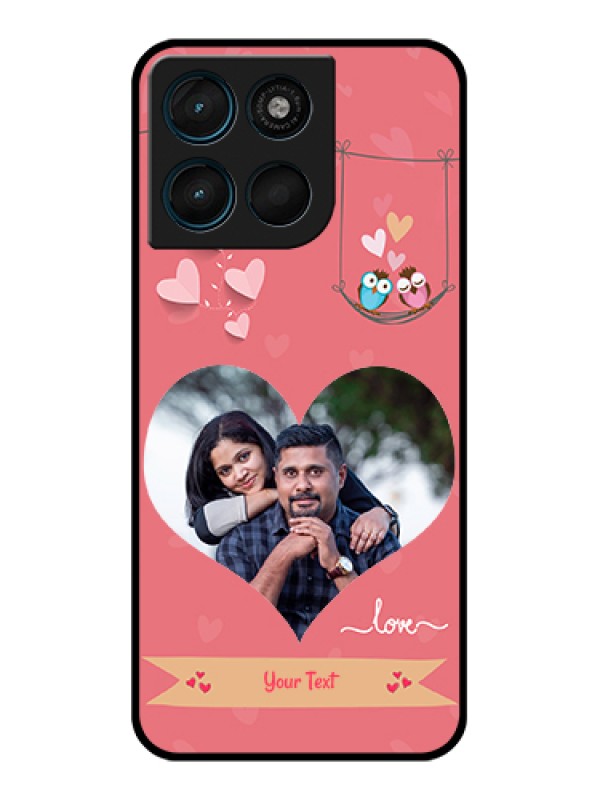 Custom Motorola Moto G67 Power Custom Glass Phone Case - Peach Color Love Design