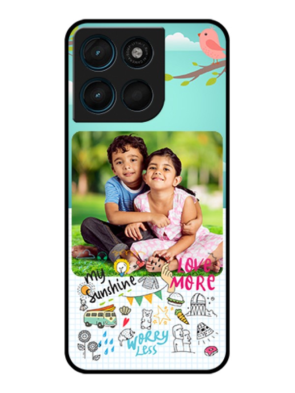 Custom Motorola Moto G67 Power Custom Glass Phone Case - Doodle Love Design
