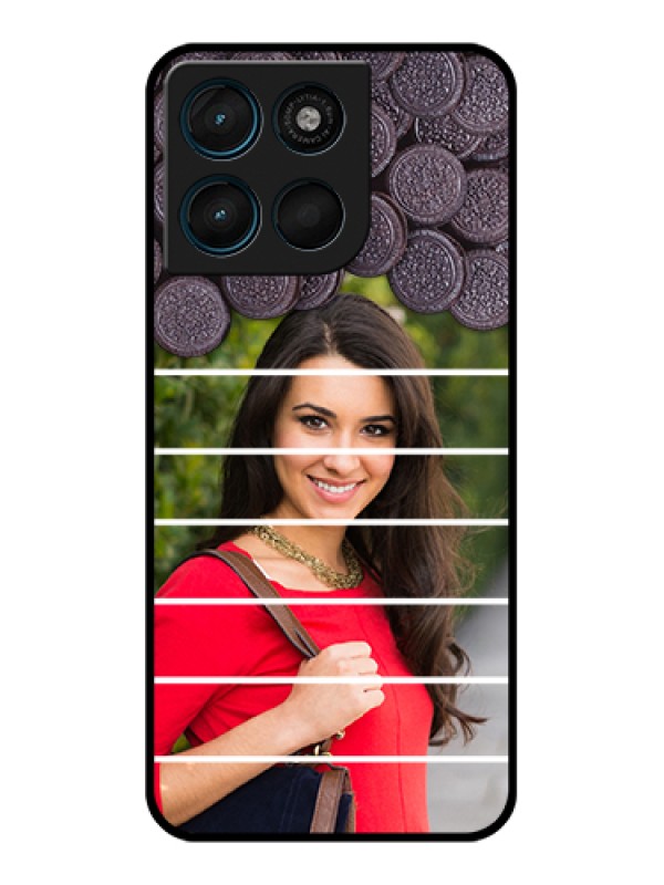 Custom Motorola Moto G67 Power Custom Glass Phone Case - With Oreo Biscuit Design