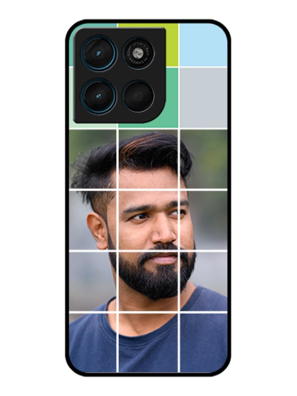 Custom Motorola Moto G67 Power Custom Glass Phone Case - With White Box Pattern