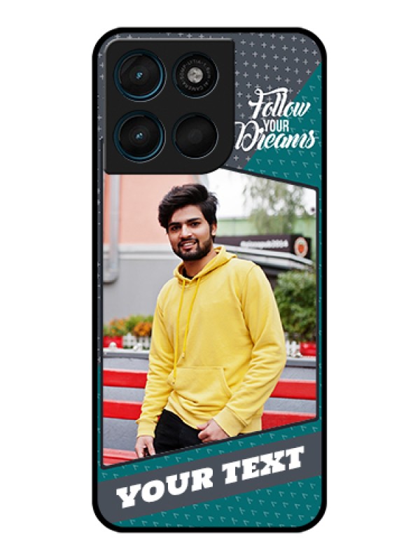Custom Motorola Moto G67 Power Custom Glass Phone Case - Background Pattern Design With Quote