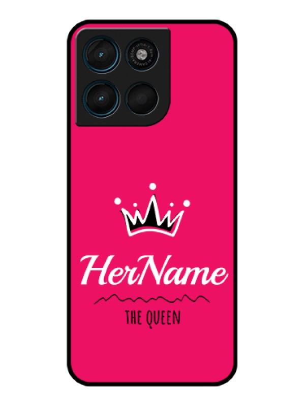 Custom Motorola Moto G67 Power Custom Glass Phone Case - Queen With Name Design