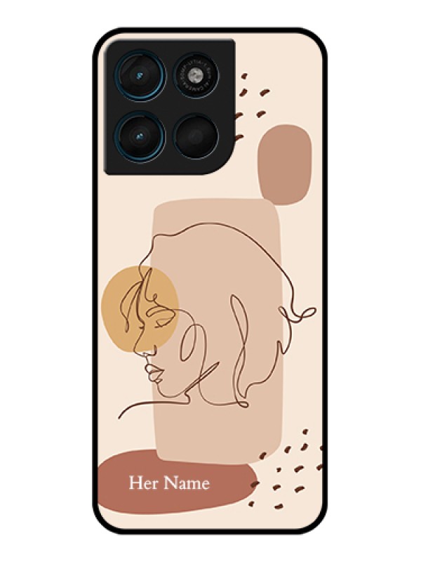 Custom Motorola Moto G67 Power Custom Glass Phone Case - Calm Woman Line Art Design