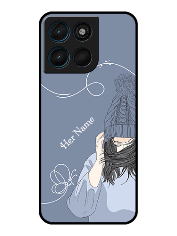 Custom Motorola Moto G67 Power Custom Glass Phone Case - Girl In Winter Outfit Design