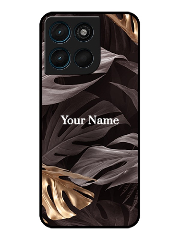 Custom Motorola Moto G67 Power Custom Glass Phone Case - Wild Leaves Digital Paint Design