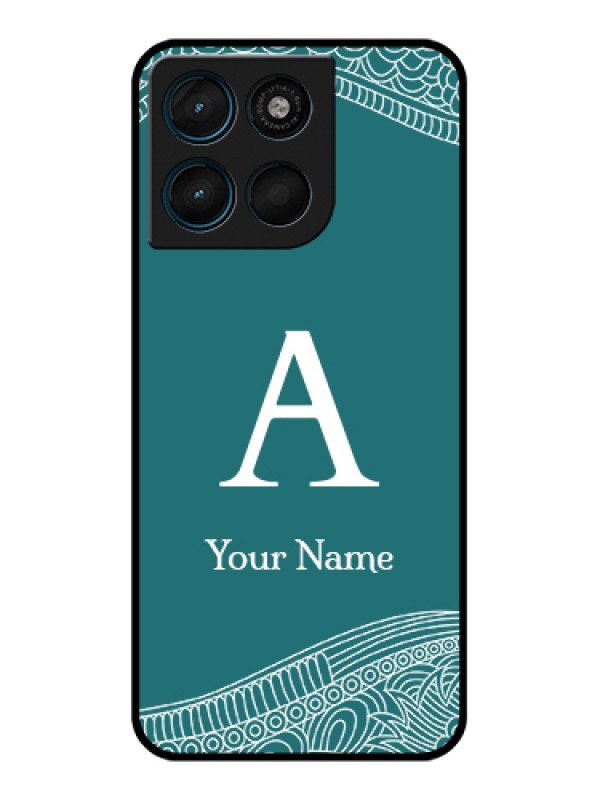 Custom Motorola Moto G67 Power Custom Glass Phone Case - Line Art Pattern With Custom Name Design