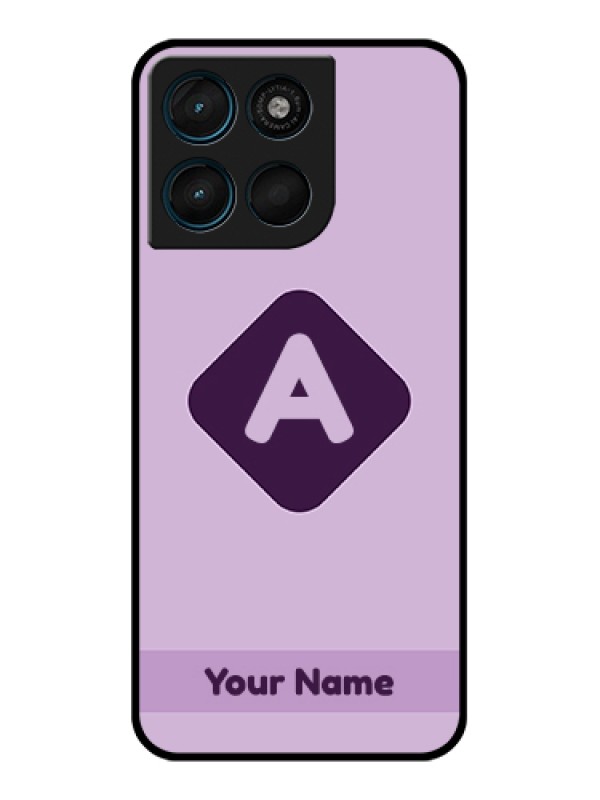 Custom Motorola Moto G67 Power Custom Glass Phone Case - Custom Letter In Curved Badge Design