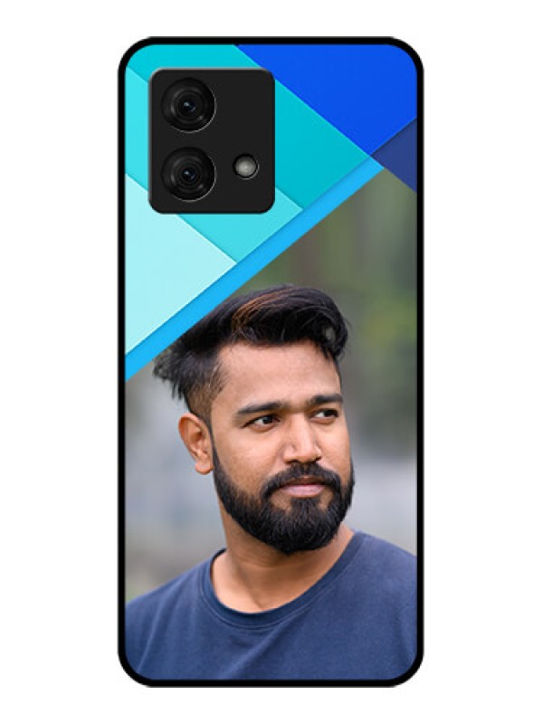 Custom Motorola Moto G84 5G Custom Glass Phone Case - Blue Pattern Design