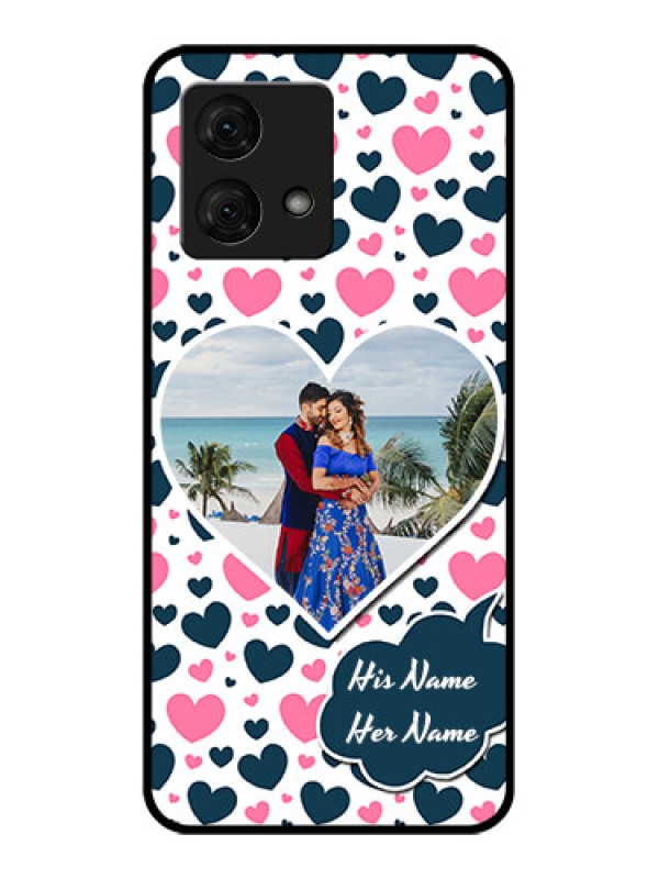 Custom Motorola Moto G84 5G Custom Glass Phone Case - Pink & Blue Heart Design