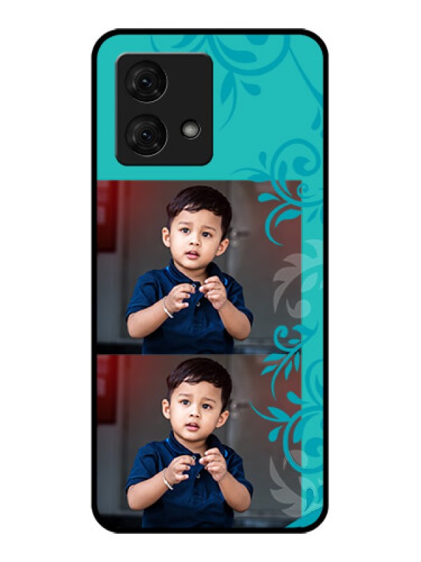 Custom Motorola Moto G84 5G Custom Glass Phone Case - With Photo And Green Floral Design