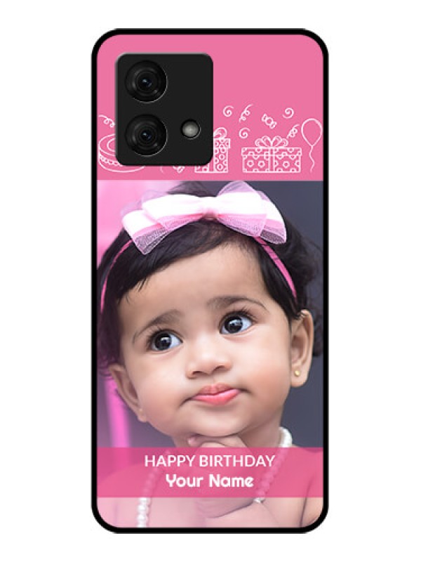Custom Motorola Moto G84 5G Custom Glass Phone Case - With Birthday Line Art Design