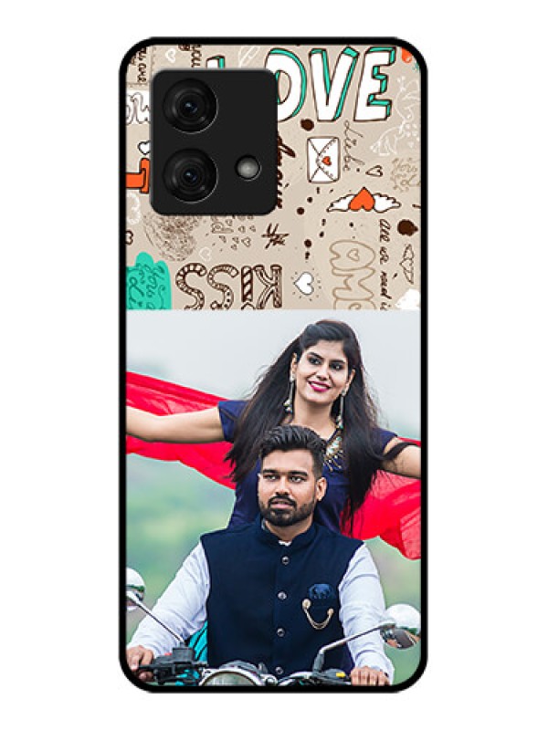 Custom Motorola Moto G84 5G Custom Glass Phone Case - Love Doodle Pattern
